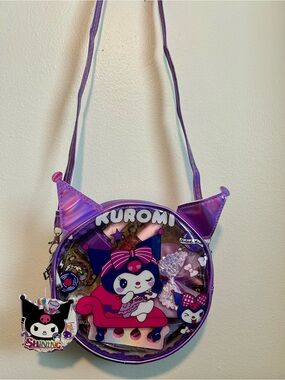 Hello Kitty Kuromi Purple Holographic Round Crossbody Bag